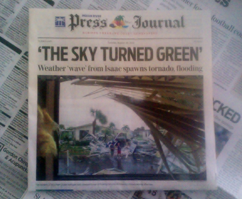 Front Page, Press Journal, Vero Beach, 8/28/2012